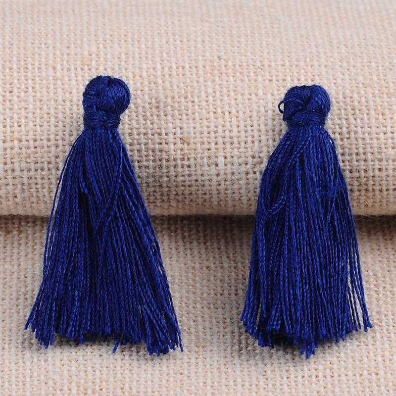 PandaHall Polyester Tassel Pendant Decorations, Blue, 26~30x4mm; about 300pcs/bag Polyester Blue