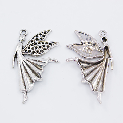 PandaHall 5PCS Antique Silver Fairy Tibetan Style Alloy Pendants, Halloween, Lead Free & Cadmium Free, 40x25.5x3mm, Hole: 3mm Alloy Angel &...