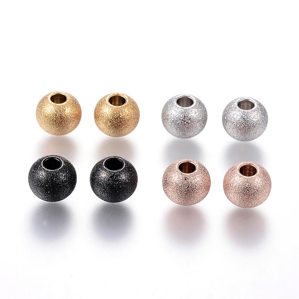 PandaHall 304 Stainless Steel Stardust Beads, Round, Mixed Color, 8x7mm, Hole: 3mm Stainless Steel Round Multicolor