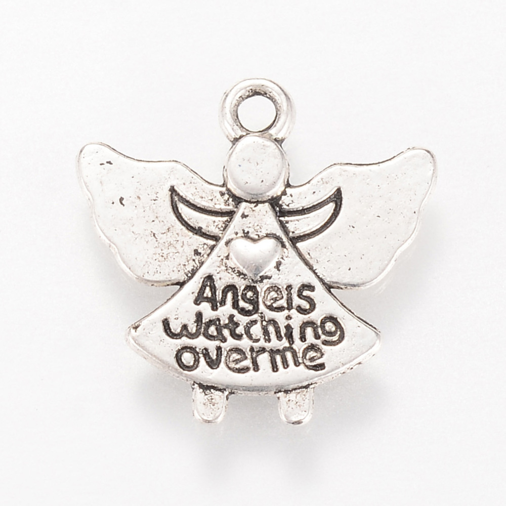 PandaHall Tibetan Style Alloy Pendants, Angel, Cadmium Free & Nickel Free & Lead Free, Antique Silver, 19x19x2mm, Hole: 2mm; about...