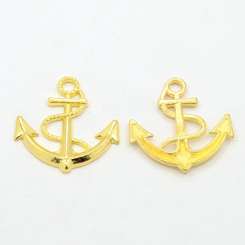 PandaHall Metal Alloy Pendants, Anchor, Golden, 30x28x3mm, Hole: 4mm Alloy Anchor & Helm