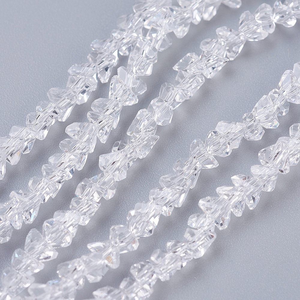 PandaHall Transparent Glass Beads Strands, Faceted, Triangle, Clear, 3x4x3mm, Hole: 1mm; about 149pcs/strand, 13.3"(34cm) Glass Triangle...