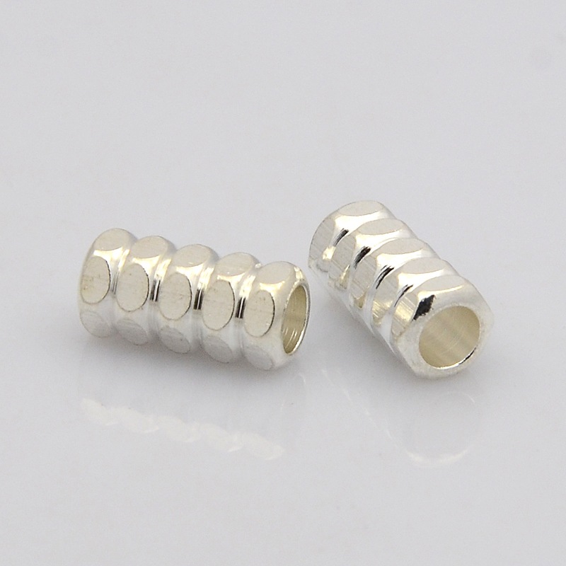 PandaHall Brass Finding Beads, Tube, Silver, 11x5mm, Hole: 3mm Brass Tube