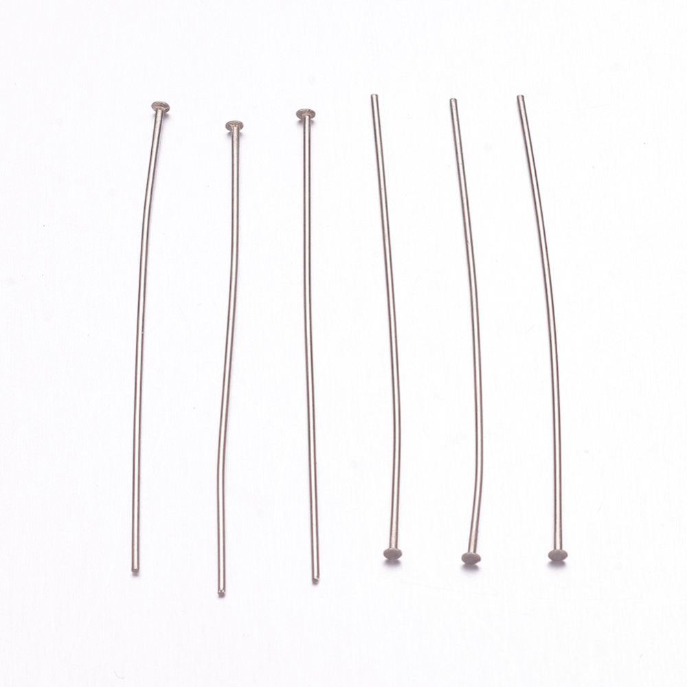 PandaHall 304 Stainless Steel Head Pins, Stainless Steel Color, 22x0.6mm Stainless Steel