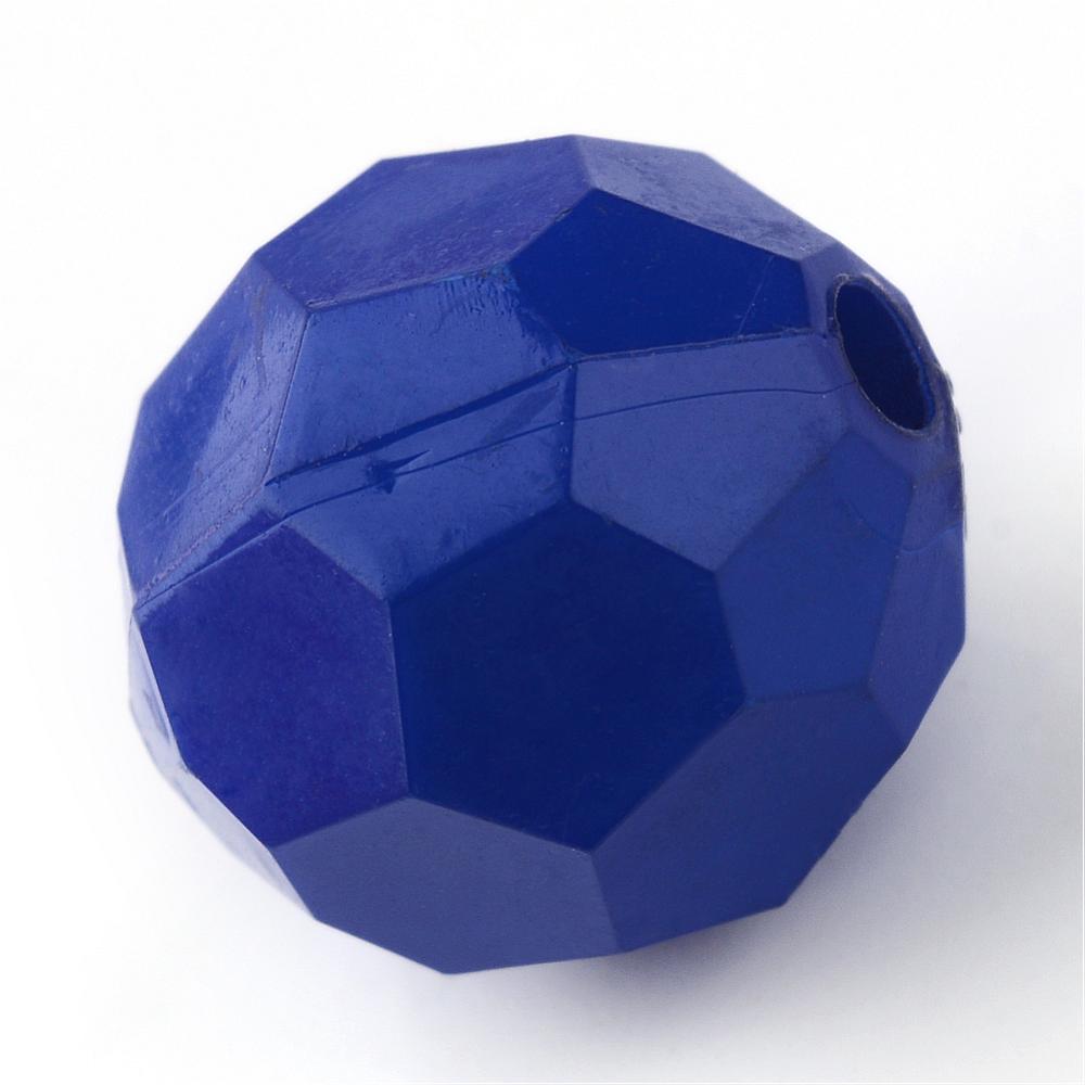 PandaHall Opaque Acrylic Beads, Round, Faceted, MediumBlue, 11mm, Hole: 2mm Acrylic Round Blue