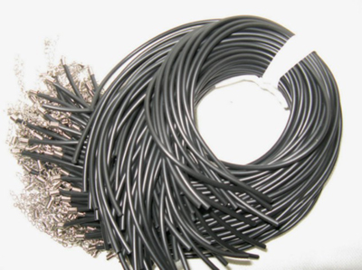 PandaHall Black Rubber Necklace Cord Making, with Iron Findings and Iron End Chain, Platinum, 17"; 3mm Rubber Black