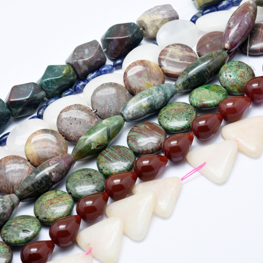 PandaHall Natural Gemstone Beads Strands, Mixed Shapes, 7~25x4~7mm, Hole: 1~2mm; 14.5"~15.1"(37~38.5cm) Mixed Stone Mixed Shapes Multicolor