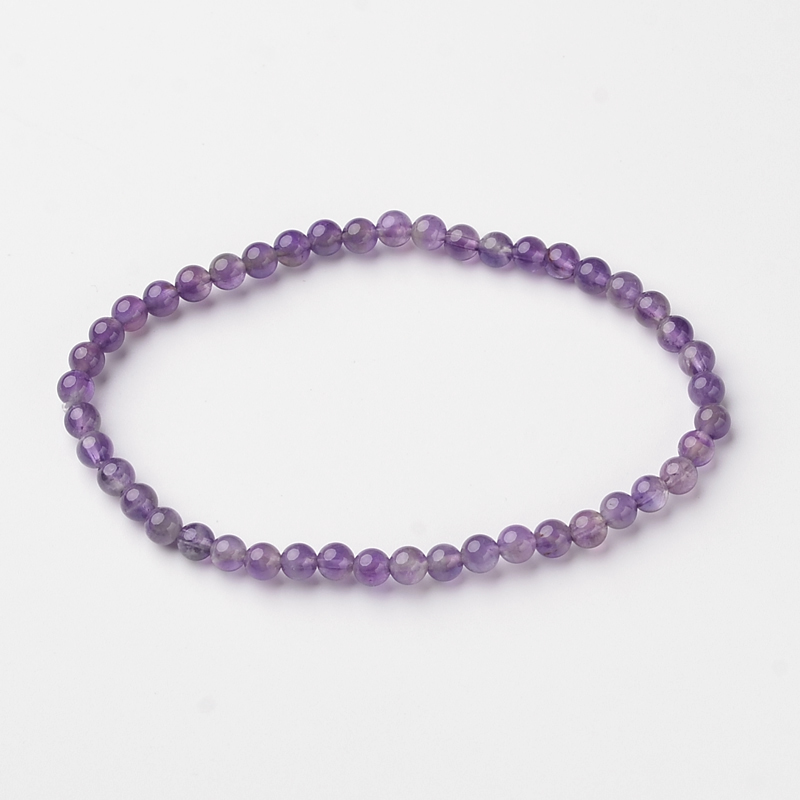 PandaHall Natural Amethyst Round Bead Stretch Bracelets, 54.5mm Amethyst