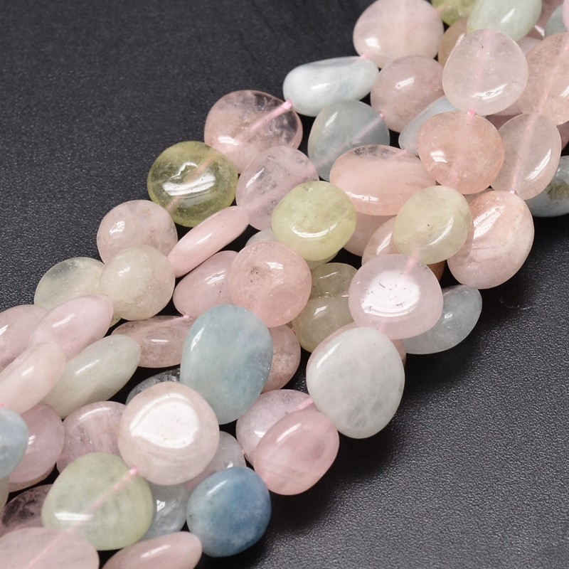 PandaHall Dyed Natural Morganite Nuggets Beads Strands, 9~12x8~13x5~7mm, Hole: 1mm; about 15.3"~15.7" Morganite Nuggets