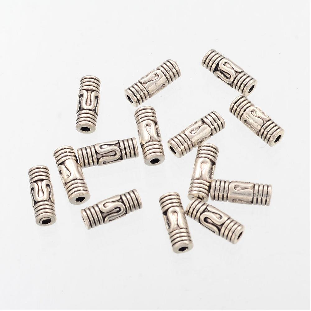 PandaHall Column Tibetan Silver Tube Beads, Lead Free & Cadmium Free, Antique Silver, about 3.5 mm wide, 8mm long, Hole: 1mm Alloy Column