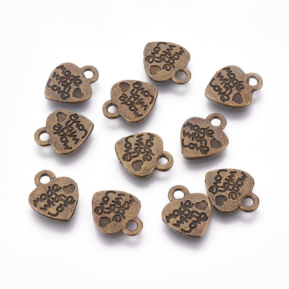 PandaHall Tibetan Style Pendants, Lead Free, Nickel Free and Cadmium Free, Antique Bronze, 10mm, hole: about 2mm Alloy Heart