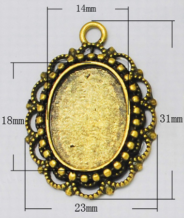 PandaHall Metal Alloy Pendant Cabochon Settings, Setting for Cabochon, Lead Free & Nickel Free, Flower, Antique Golden, Oval Tray: 14x18mm;...