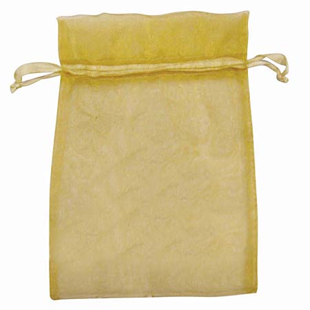 PandaHall Valentines Day Gifts Packages Organza Bags, with Ribbons, Rectangle, Gold, Size: about 14cm wide, 17cm long Organza Rectangle Gold