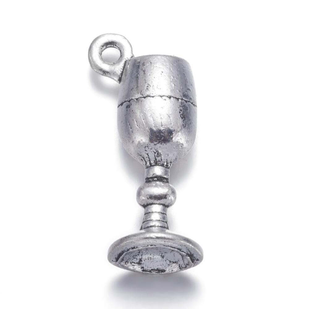PandaHall Tibetan Style Pendants, Lead Free and Cadmium Free, Goblet, Antique Silver, 20x8x7mm, Hole: 1.5mm Alloy Tableware