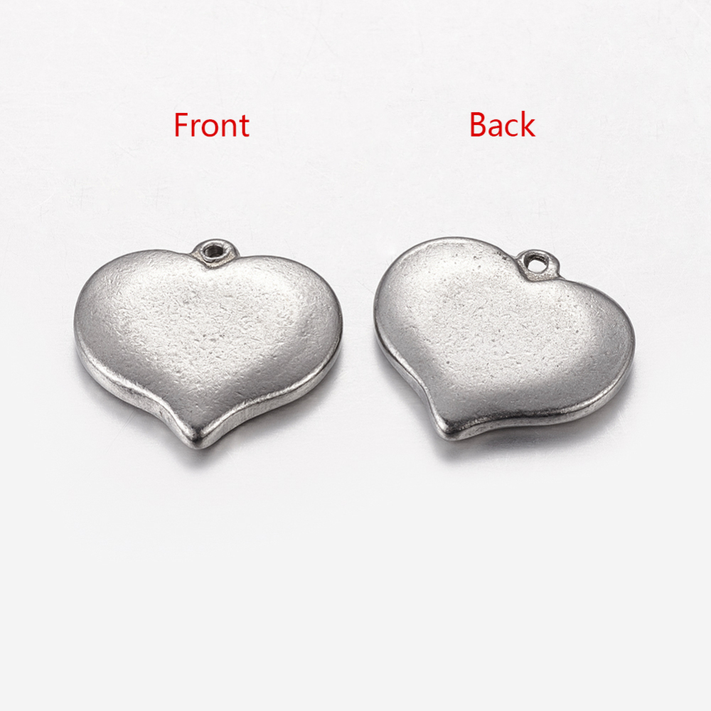 PandaHall Handmade Valentines Day Gifts Ideas for Him 304 Stainless Steel Pendants, Blank Heart, Stainless Steel Color, 17x16x2.5mm, Hole...