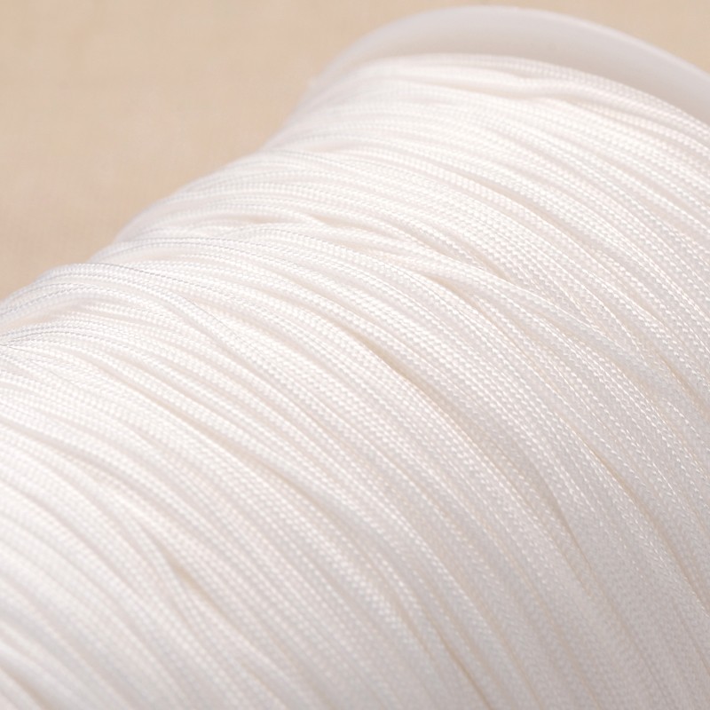 PandaHall Polyester Cord, White, 1mm, about 300meter/roll Polyester White