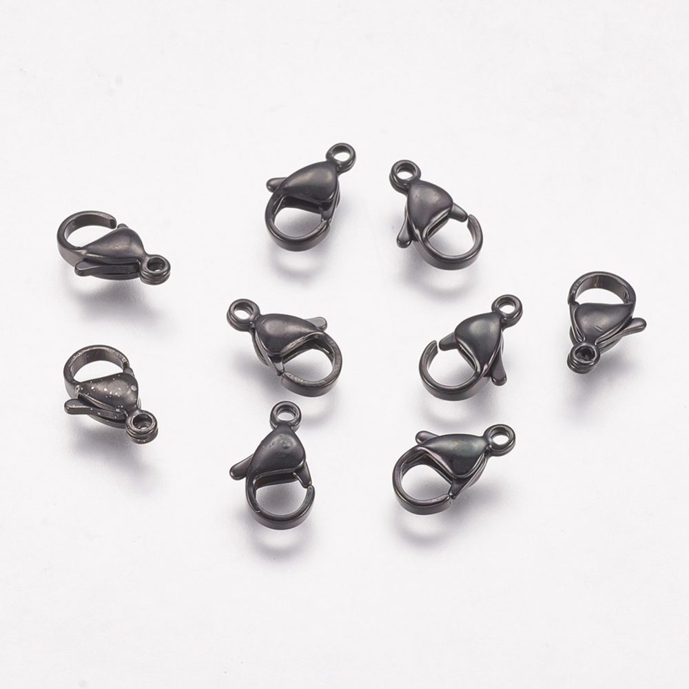 PandaHall 304 Stainless Steel Lobster Claw Clasps, Gunmetal, 12x7x3.5mm Stainless Steel Others