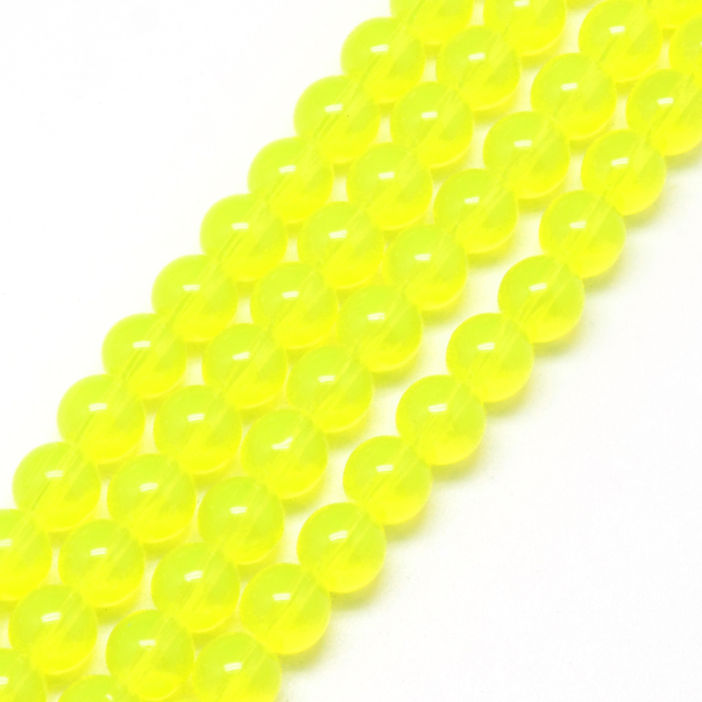 PandaHall Baking Painted Glass Beads Strands, Imitation Opalite, Round, Yellow, 8mm, Hole: 1.3~1.6mm; about 100pcs/strand, 31.4" Glass Round...