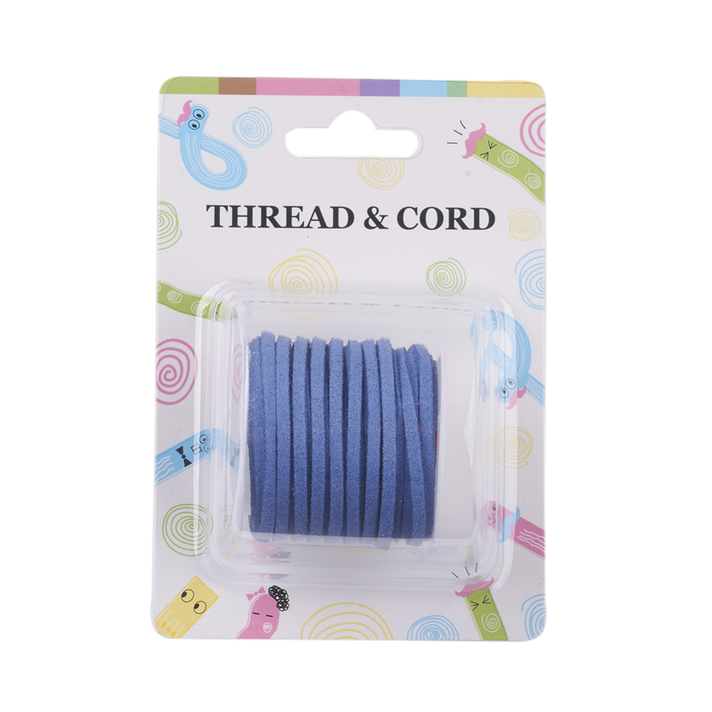 PandaHall 3x1.5mm Flat Faux Suede Cord, Faux Suede Lace, CornflowerBlue, about 5m/roll Suede Blue