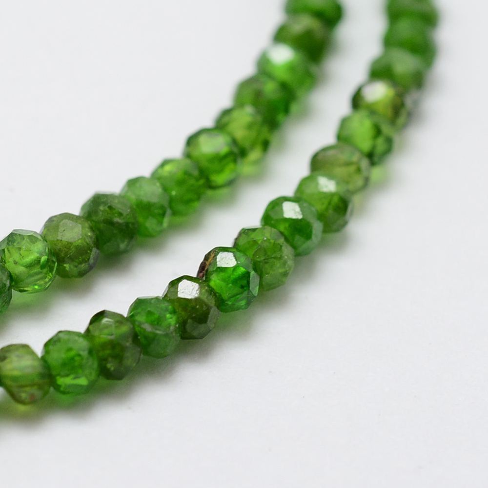 PandaHall Natural Diopsidel Beads Strands, Faceted, Rondelle, 3x4mm, Hole: 1mm; about: 100pcs/strand, 16.35"(39cm) Diopside Rondelle