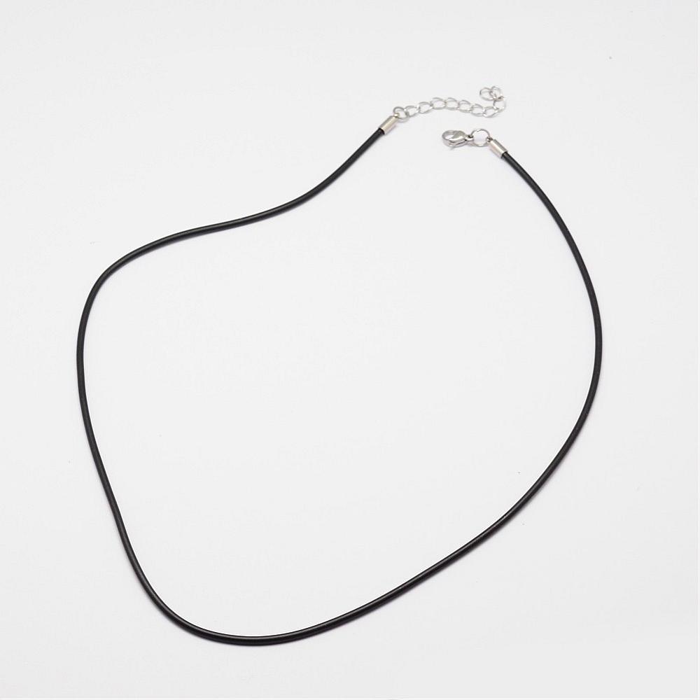 PandaHall Round Leather Cord Necklaces Making, with 304 Stainless Steel Lobster Claw Clasps and Extender Chain, Black, 18.5", 4mm Leather...