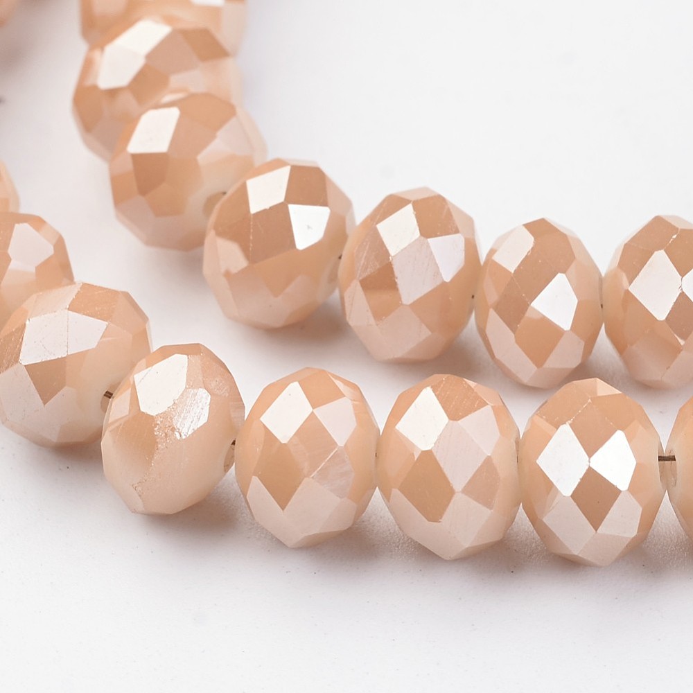 PandaHall Electroplate Glass Beads Strands, Imitation Jade, Full Rainbow Plated, Faceted Rondelle, NavajoWhite, 8x6mm, Hole: 1mm; about...