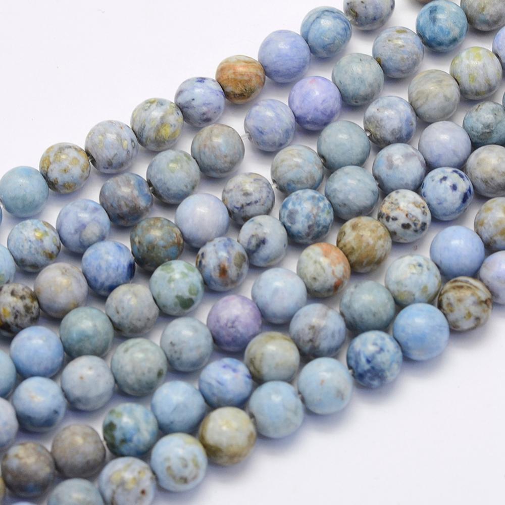 PandaHall Natural Crazy Agate Beads Strands, Round, Dyed & Heated, LightSkyBlue, 8~8.5mm, Hole: 1mm; about 47pcs/strand, 14.9''(38cm) Crazy...