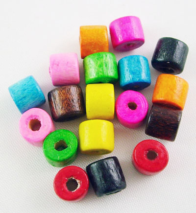 PandaHall Mixed Wood Column Beads, Lead Free, Dyed, 5x4mm, Hole: 2mm Wood Column Multicolor