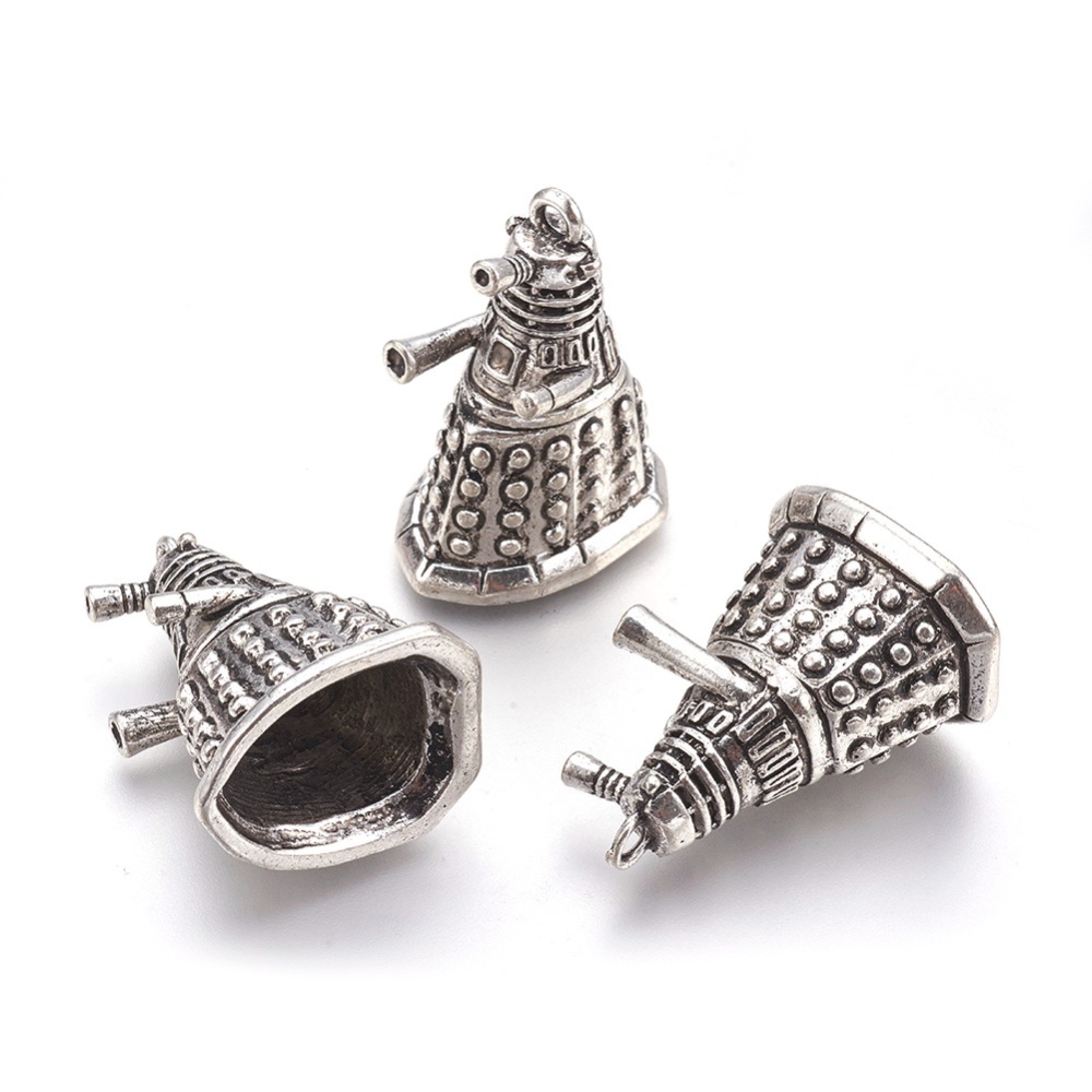 PandaHall Alloy Pendants, Tibetan Style, Robot, Lead Free & Cadmium Free, Antique Silver, 34x19x26mm, Hole: 2.5mm Alloy Human