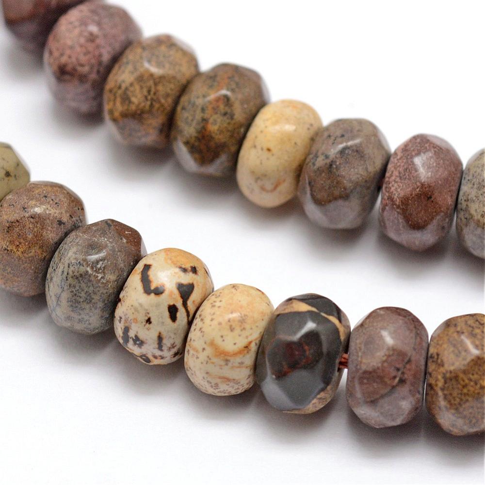 PandaHall Faceted Natural Mookaite Rondelle Beads Strands, 8x5mm, Hole: 1mm; about 76pcs/strand, 15.2" Mookaite Rondelle