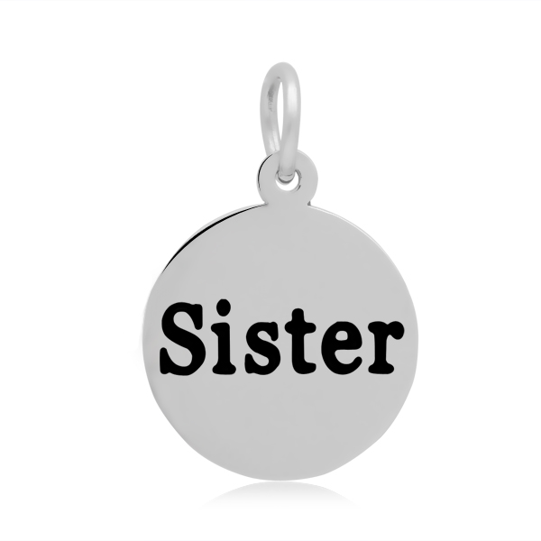 PandaHall 316 Stainless Steel Enamel Pendants, Flat Round with Word Sister, Stainless Steel Color, 19x16x1.5mm, Hole: 5mm Stainless...
