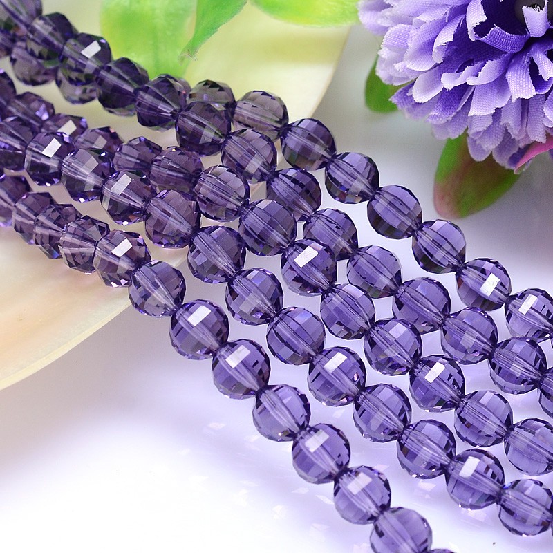 PandaHall Faceted Round Imitation Austrian Crystal Bead Strands, Grade AAA, MediumPurple, 10mm, Hole: 1mm; about 40pcs/strand, 15.7" Glass...