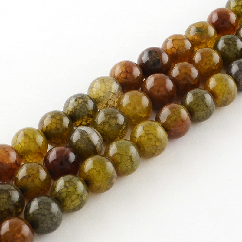 PandaHall Dyed Natural Dragon Veins Agate Round Bead Strands, 8mm, Hole: 1mm; about 48pcs/strand, 14.9" Dragon Veins Agate Round
