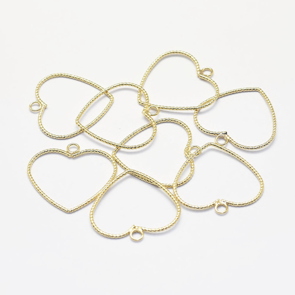 PandaHall Long-Lasting Plated Brass Pendants, Real 18K Gold Plated, Nickel Free, Heart, 22.5x23x1mm, Hole: 2.3mm Brass Heart