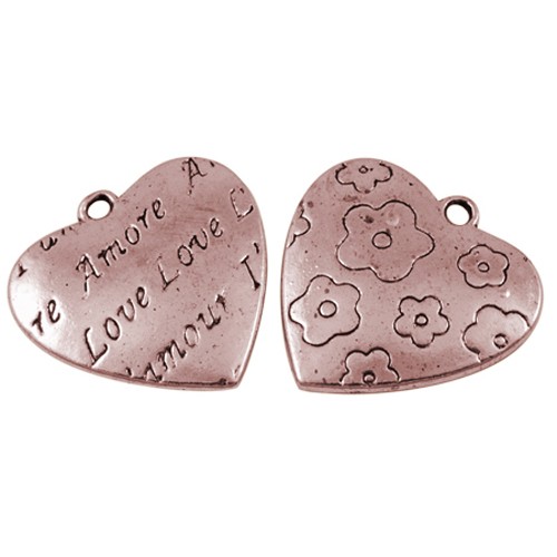 PandaHall Red Copper Color Heart Alloy Pendants, Lead Free & Nickel Free & Cadmium Free, about 27mm long, 26mm wide, 4mm thick, hole: 2.5mm...