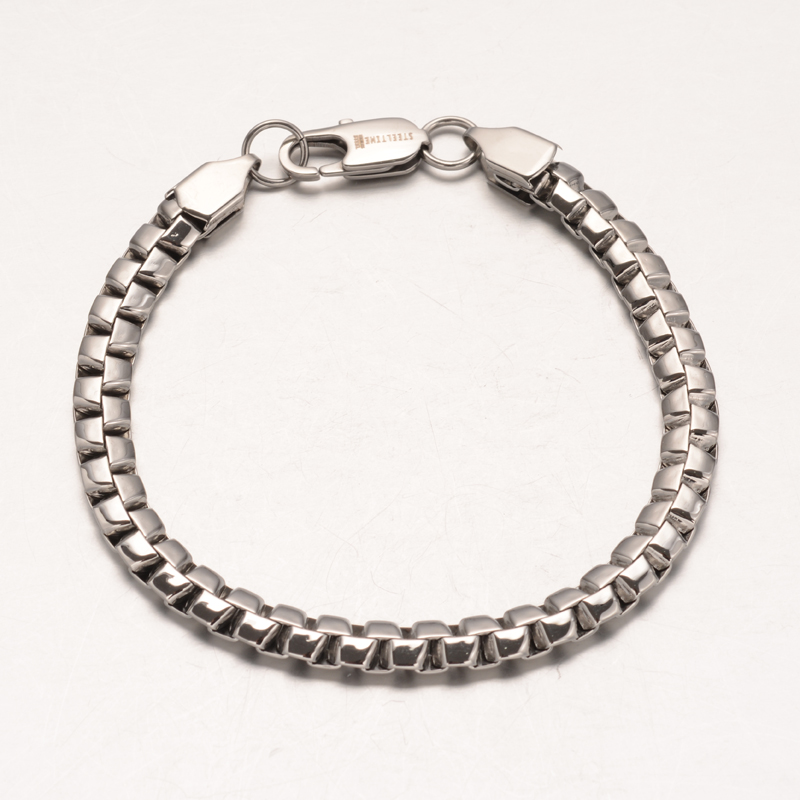 PandaHall 304 Stainless Steel Box Chain Bracelets, with Lobster Clasp, Stainless Steel Color, 9"(228mm); 6.5x3.2mm Stainless Steel
