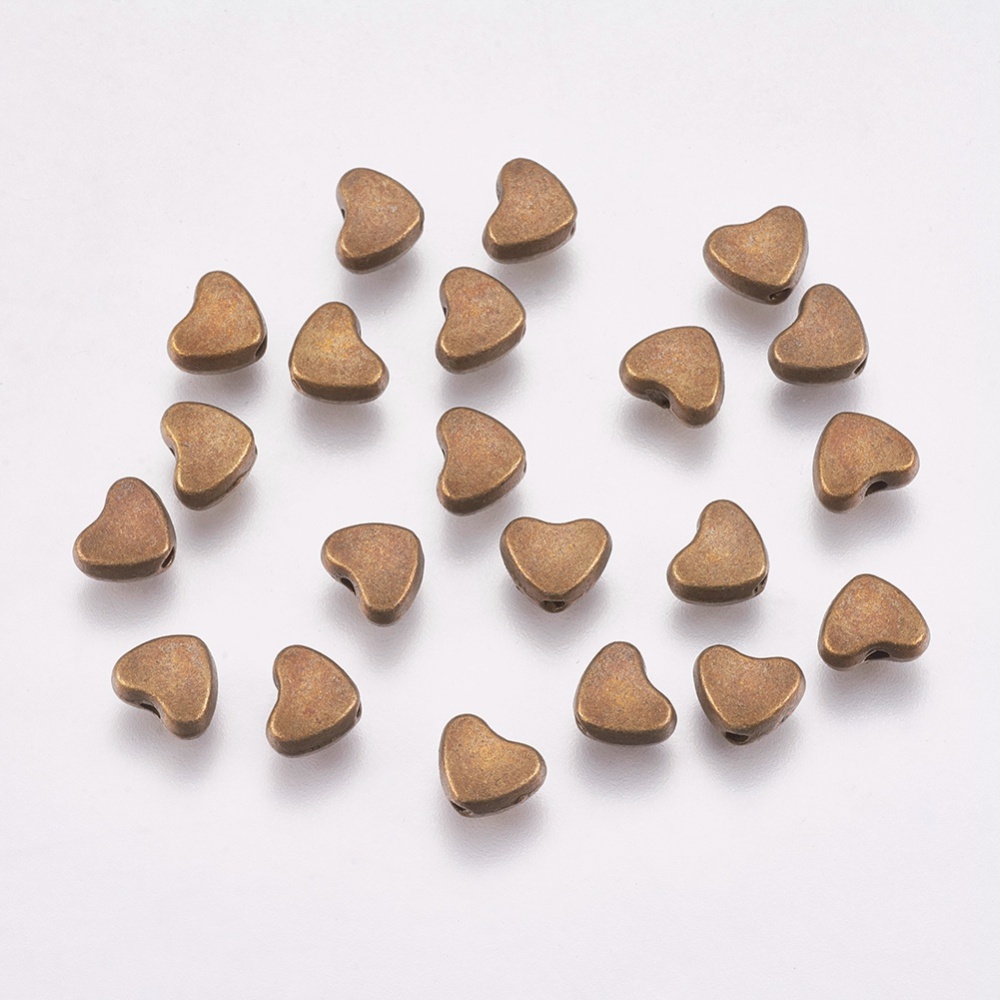 PandaHall Alloy Beads, Lead Free  & Nickel Free, Heart, Antique Bronze, 6x5x3mm, Hole: 1mm Alloy Heart