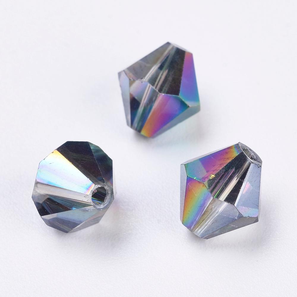 PandaHall Imitation Austrian Crystal Beads, Grade AAA, Faceted, Bicone, Colorful, 7.5x8mm, Hole: 0.8~1.1mm Glass Bicone