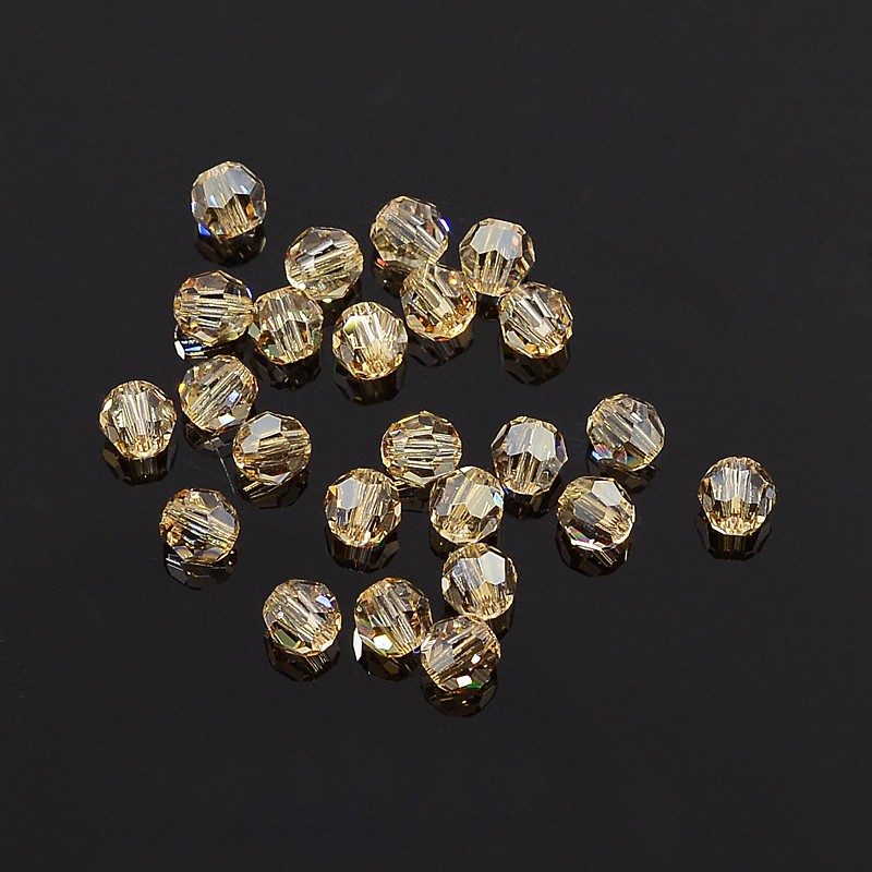 PandaHall Austrian Crystal Beads, 4mm Faceted Round , Golden Shadow Color, hole: 0.5mm