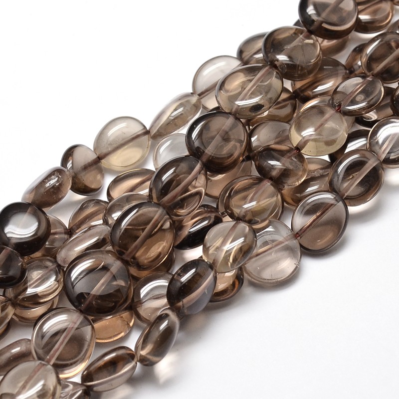 PandaHall Natural Smoky Quartz Gemstone Nuggets Bead Strands, Dyed, 9~12x8~13x5~7mm, Hole: 1mm; about 15.3"~15.7" Smoky Quartz Nuggets