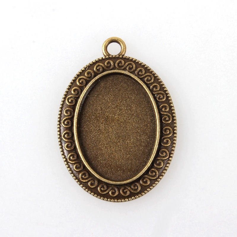 PandaHall Vintage Tibetan Alloy Pendant Cabochon Bezel Settings, Nickel Free, Antique Bronze, Oval Tray: 25x18mm; 39x28x2mm, Hole: 3mm;...