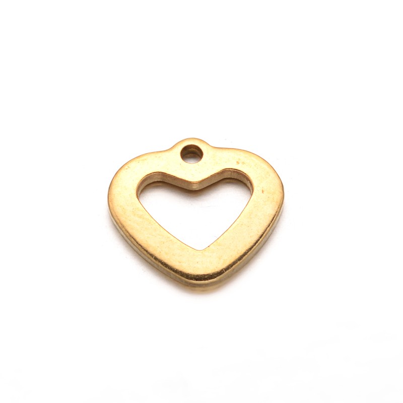 PandaHall Heart 304 Stainless Steel Charms, Golden, 11x11x1mm, Hole: 1mm Stainless Steel Heart