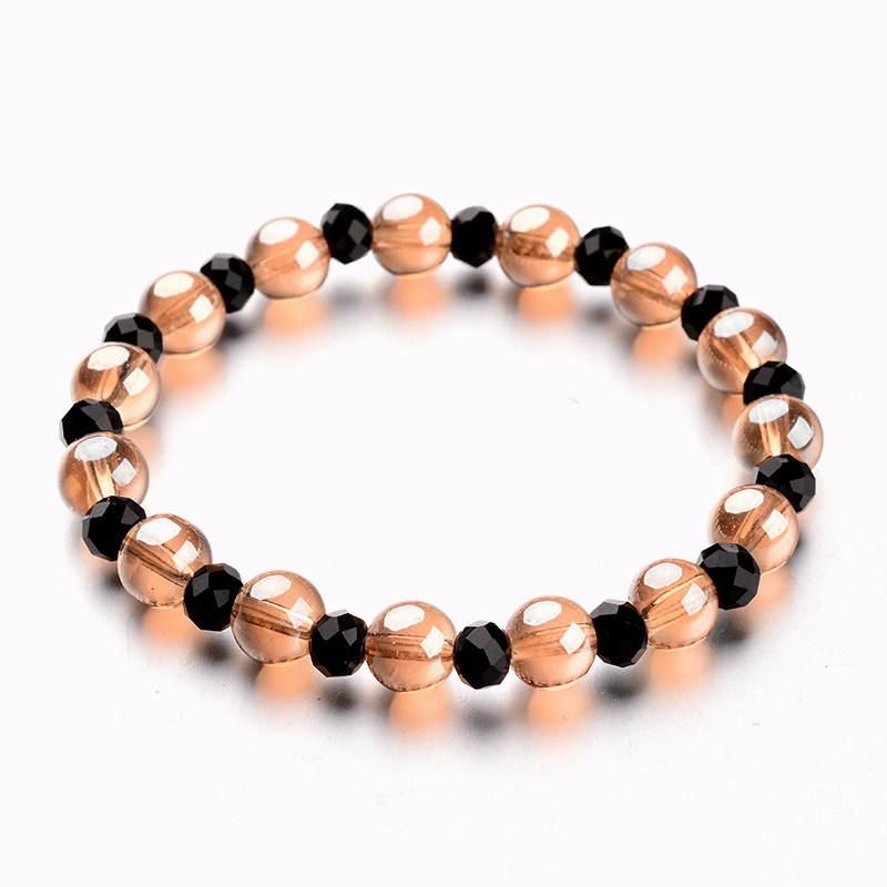 PandaHall Glass Bead Stretch Bracelets, Black, 48mm Glass Black