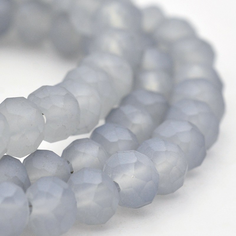 PandaHall Pearl Luster Plated Faceted Rondelle Glass Beads Strands, Frosted, LightGrey, 6x4mm, Hole: 1mm; about 100pcs/strand, 17.3" Glass...