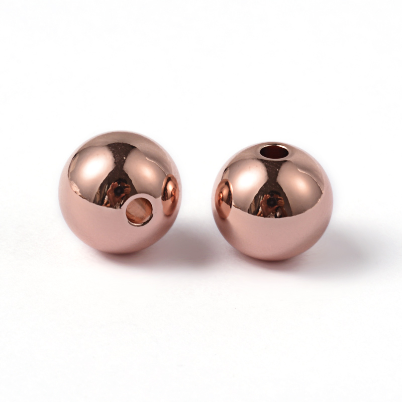 PandaHall Round 304 Stainless Steel Beads, Rose Gold, 10mm, Hole: 2mm Stainless Steel Round