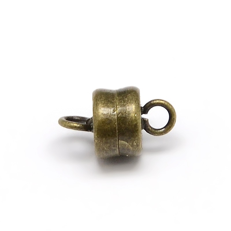 PandaHall Column Brass Magnetic Clasps, Lead Free & Nickel Free & Cadmium Free, Antique Bronze, 10x6mm, Hole: 1mm Brass Column