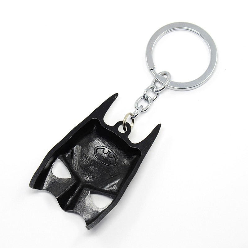 PandaHall Batman Mask Spray Painted Zinc Alloy Hero Key Chains, Black, 103mm Alloy Others Black