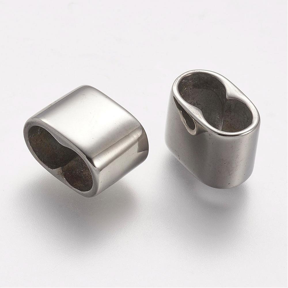 PandaHall 304 Stainless Steel Slide Charms, Rectangle, Platinum, 9x12x7.5mm, Hole: 5x10mm Stainless Steel Rectangle