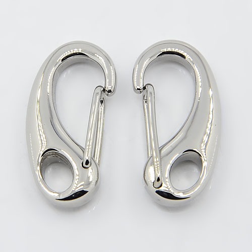 PandaHall 304 Stainless Steel Key Clasps, Snap Clasps, Stainless Steel Color, 26x13x4.5mm, Hole: 6x4mm Stainless Steel Heart