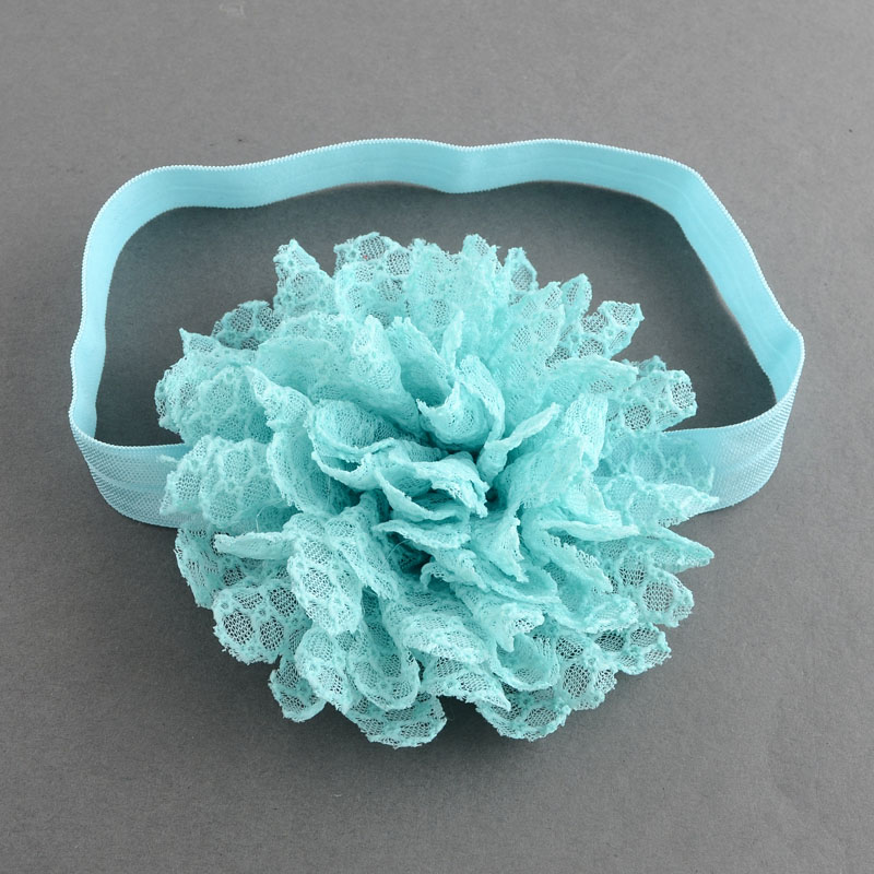 PandaHall Elastic Baby Headbands, with Random Color Elastic Cord, Baby Girl Flower Headbands, SkyBlue, 112mm Cloth Blue